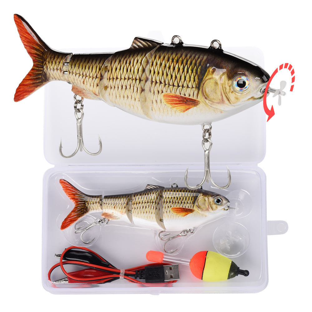 electric fishing lure shark tank HADORAM 5.1” 4-Segement Robotic Swimming Lure