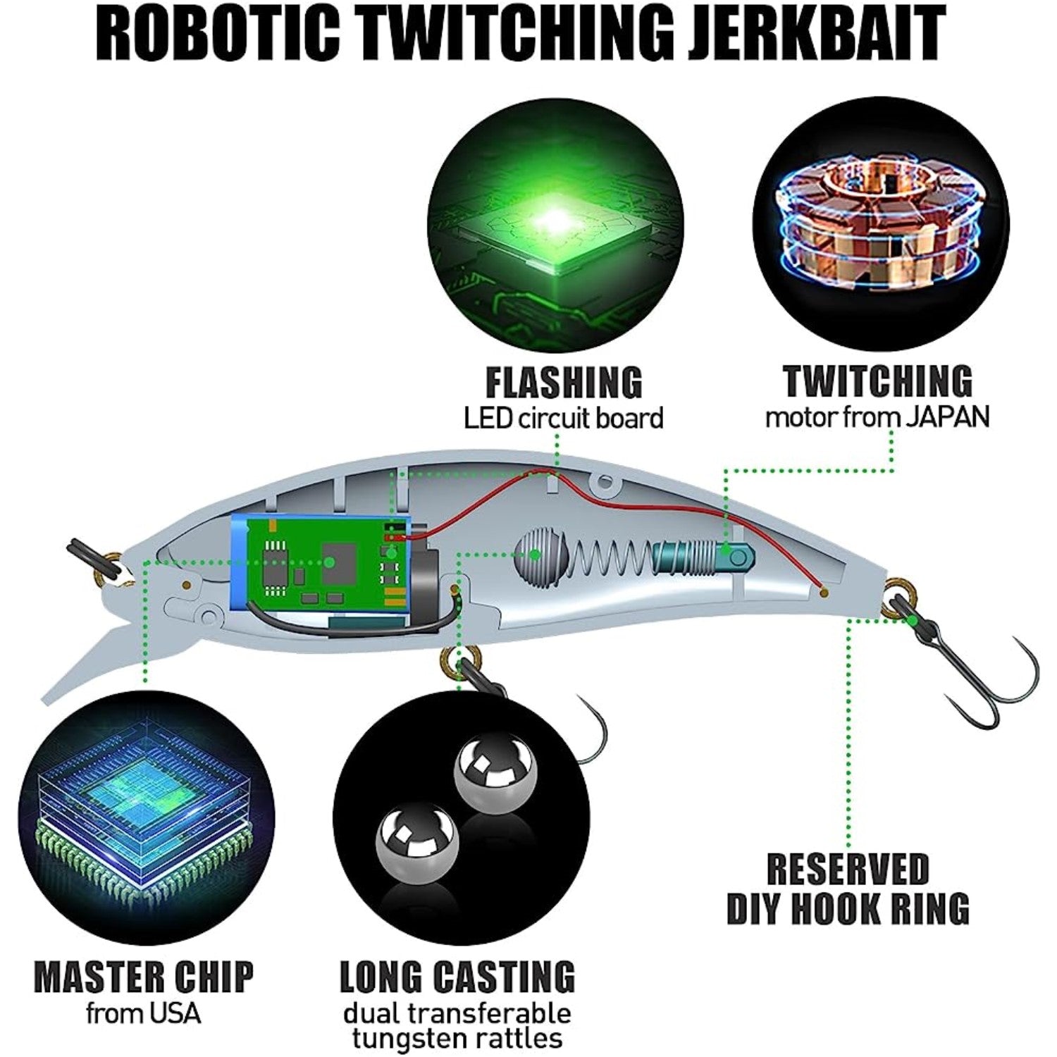 HADORAM 3.5" Electric Jerkbait Luminous Vibrating Minnow