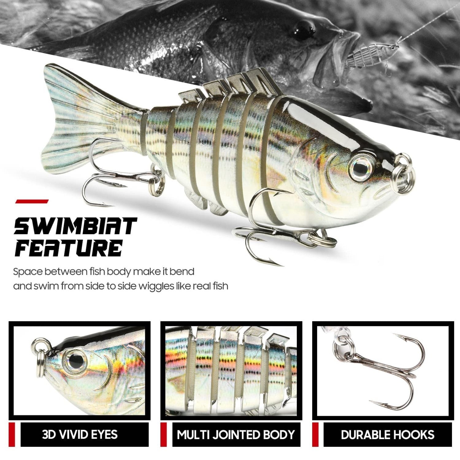 HADORAM 3.9'' 7 Segements Lifelike Swimbait