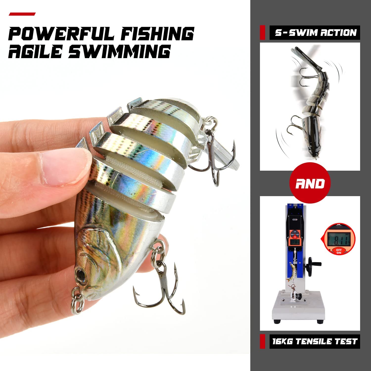 HADORAM 3.9'' 7 Segements Lifelike Swimbait