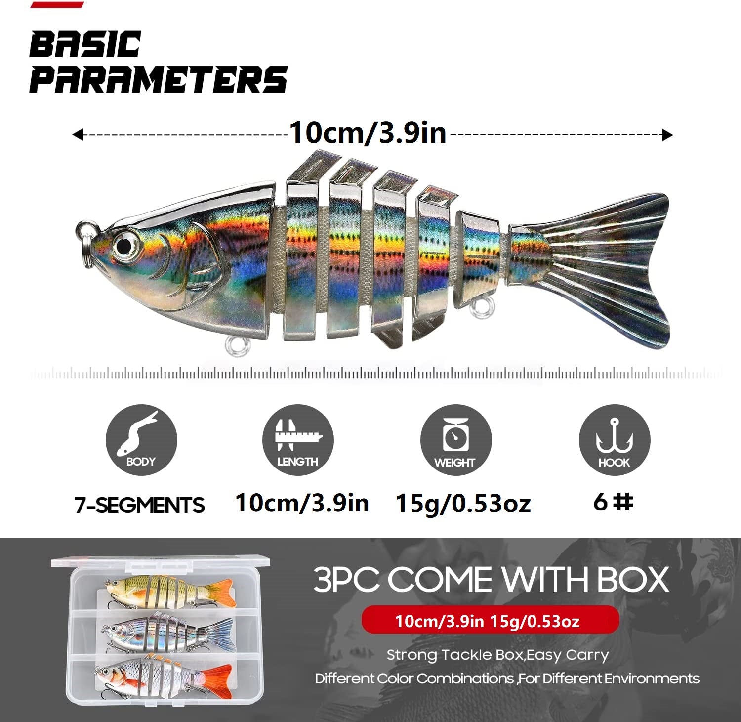 HADORAM 3.9'' 7 Segements Lifelike Swimbait