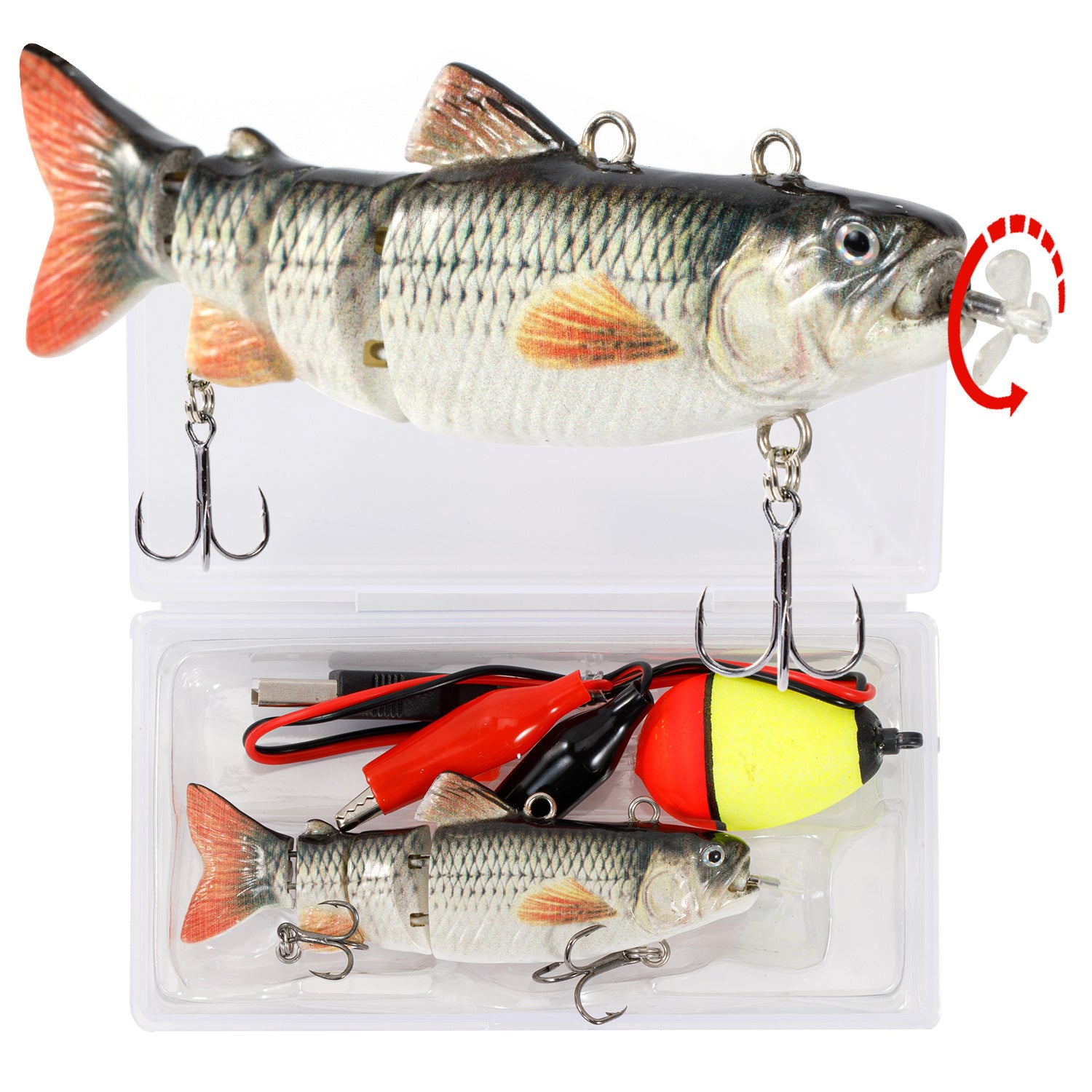 HADORAM 3.5" Robotic Swimming Lure Bait 4-Segement