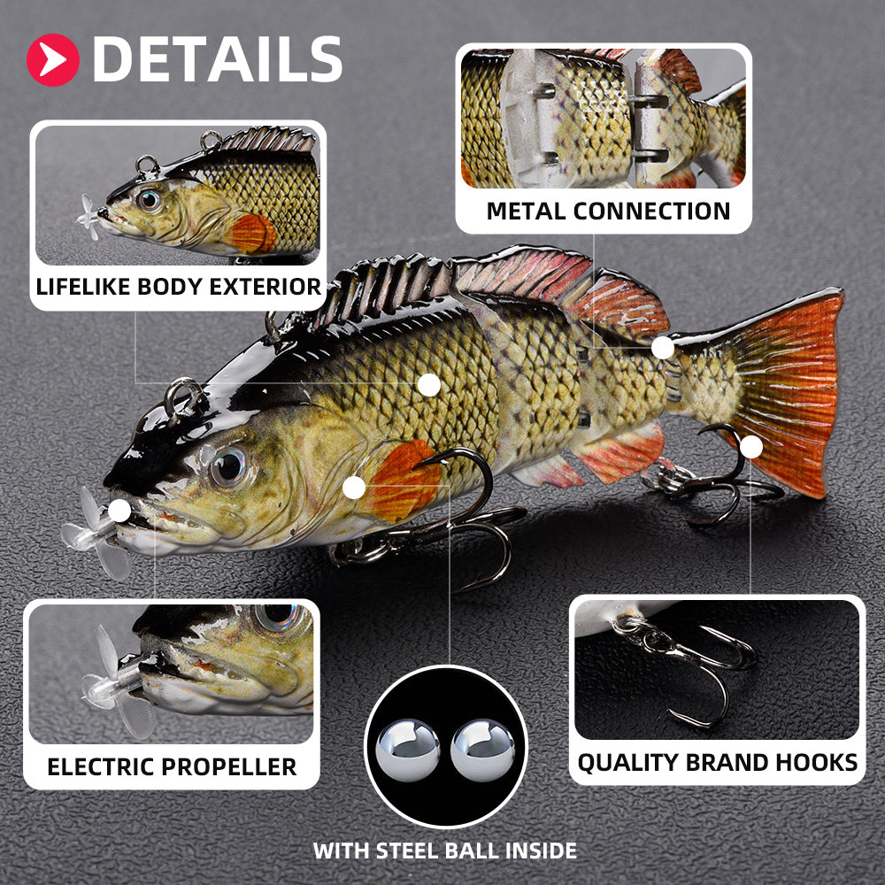 electric fishing lure design HADORAM 3.9” Electric Robotic Lure 4 Segment Jointed Swimbait