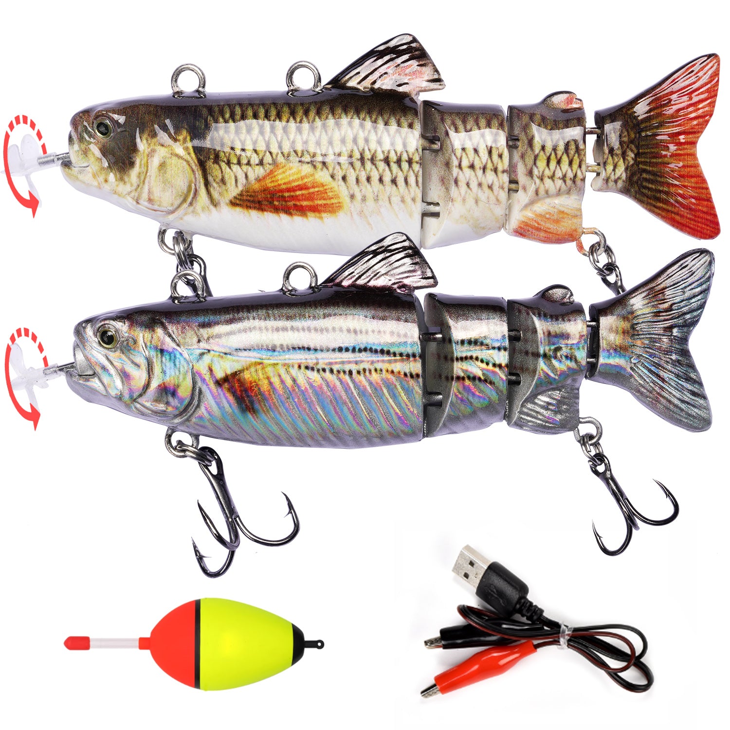 HADORAM 3.5" Robotic Swimming Lure Bait 4-Segement