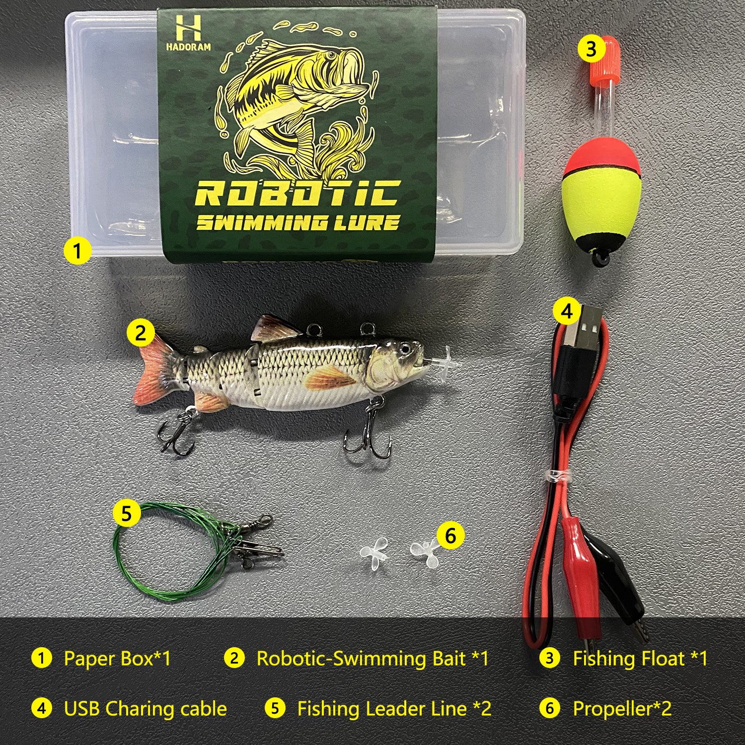 HADORAM 3.5" Robotic Swimming Lure Bait 4-Segement
