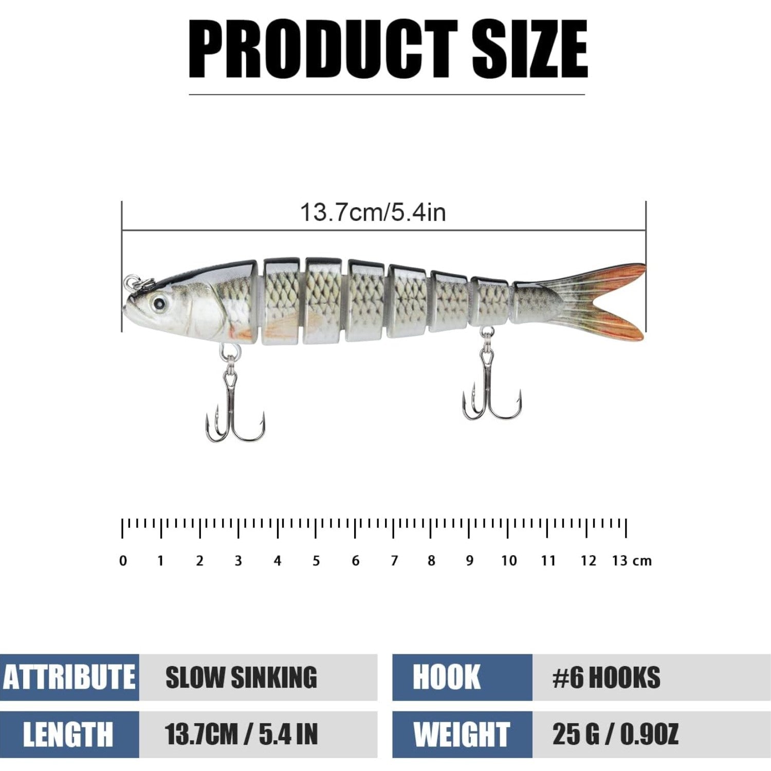 HADORAM 5.4'' Fishing Lures 8-Segments Lifelike Multi Jointed Swimbait