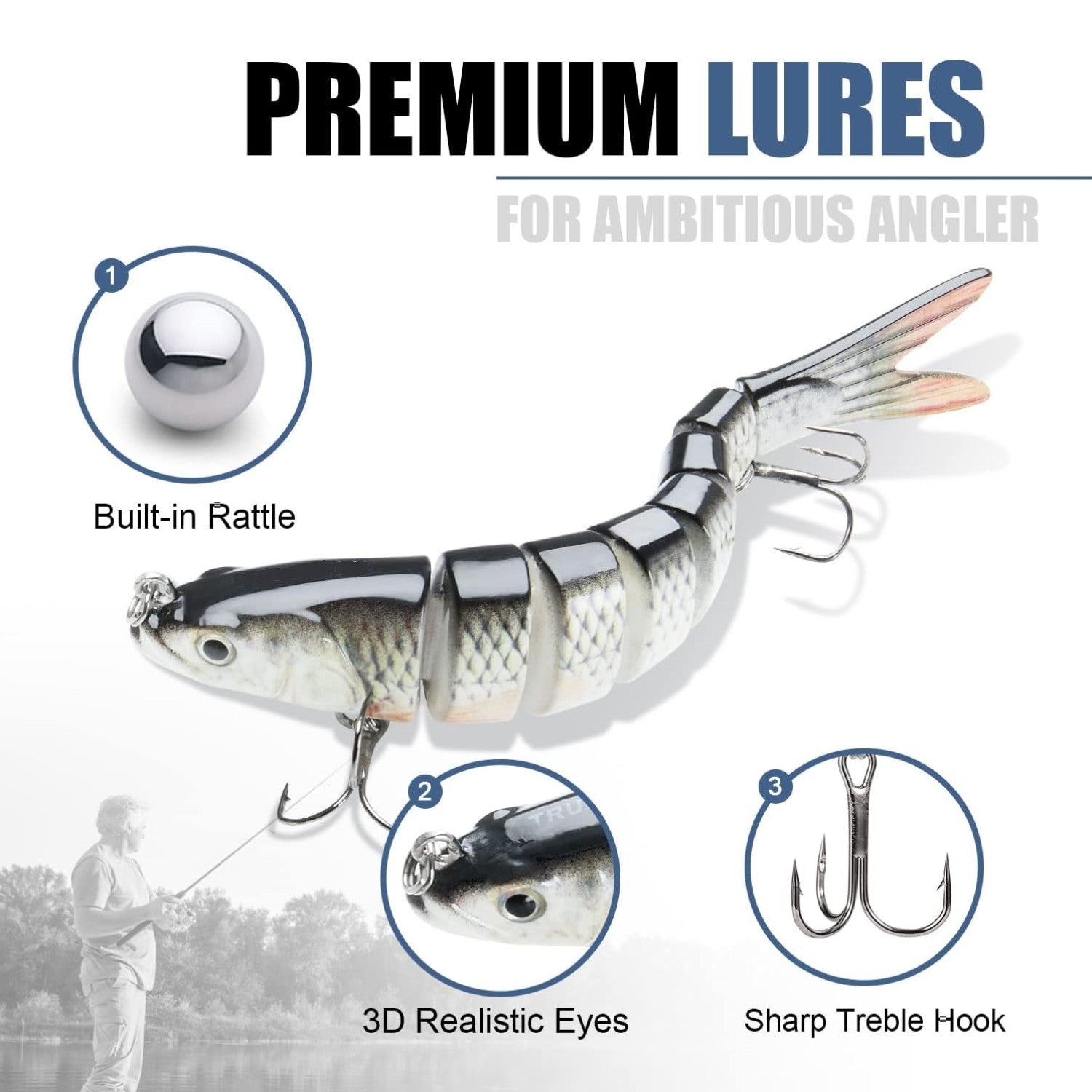 HADORAM 5.4'' Fishing Lures 8-Segments Lifelike Multi Jointed Swimbait